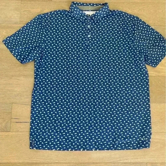 Blue Patterned Men's Polo Shirt - Picture 1 of 7
